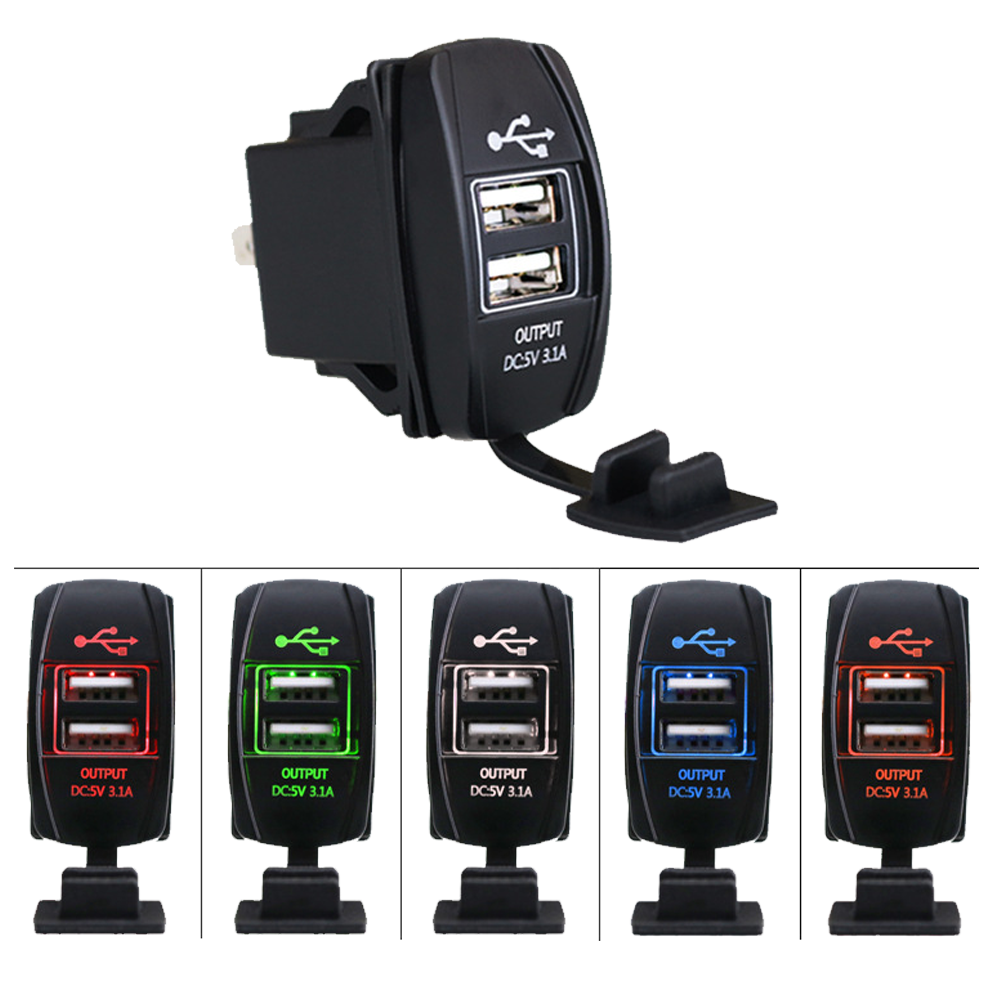 12V 3.1A Power Socket Rocker Switch Dual USB Charger Switch Mount for –  BROS International Co., Limited